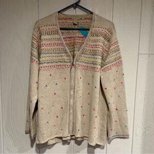 Sigrid Olsen Cream Multicolor Cardigan